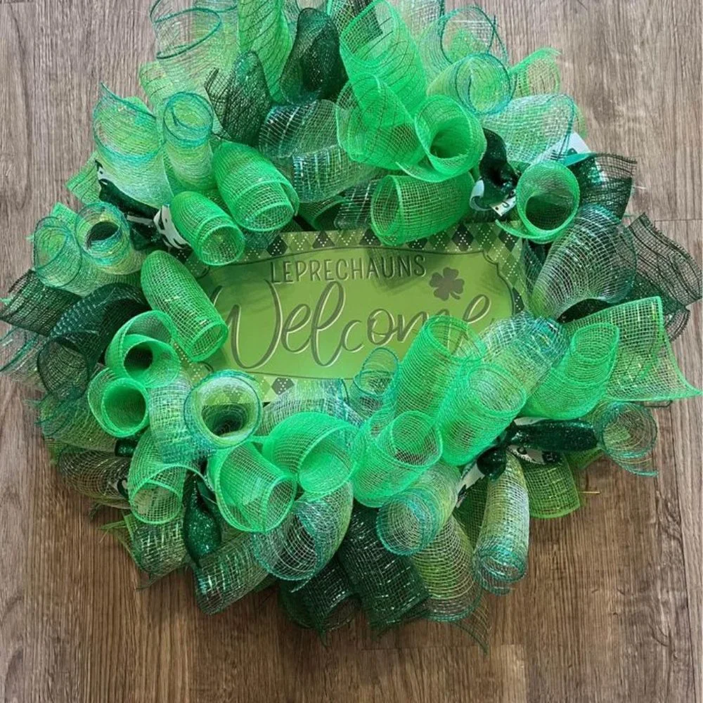 Handmade Wreath! St Patrick's Day! Leprechauns Welcome!